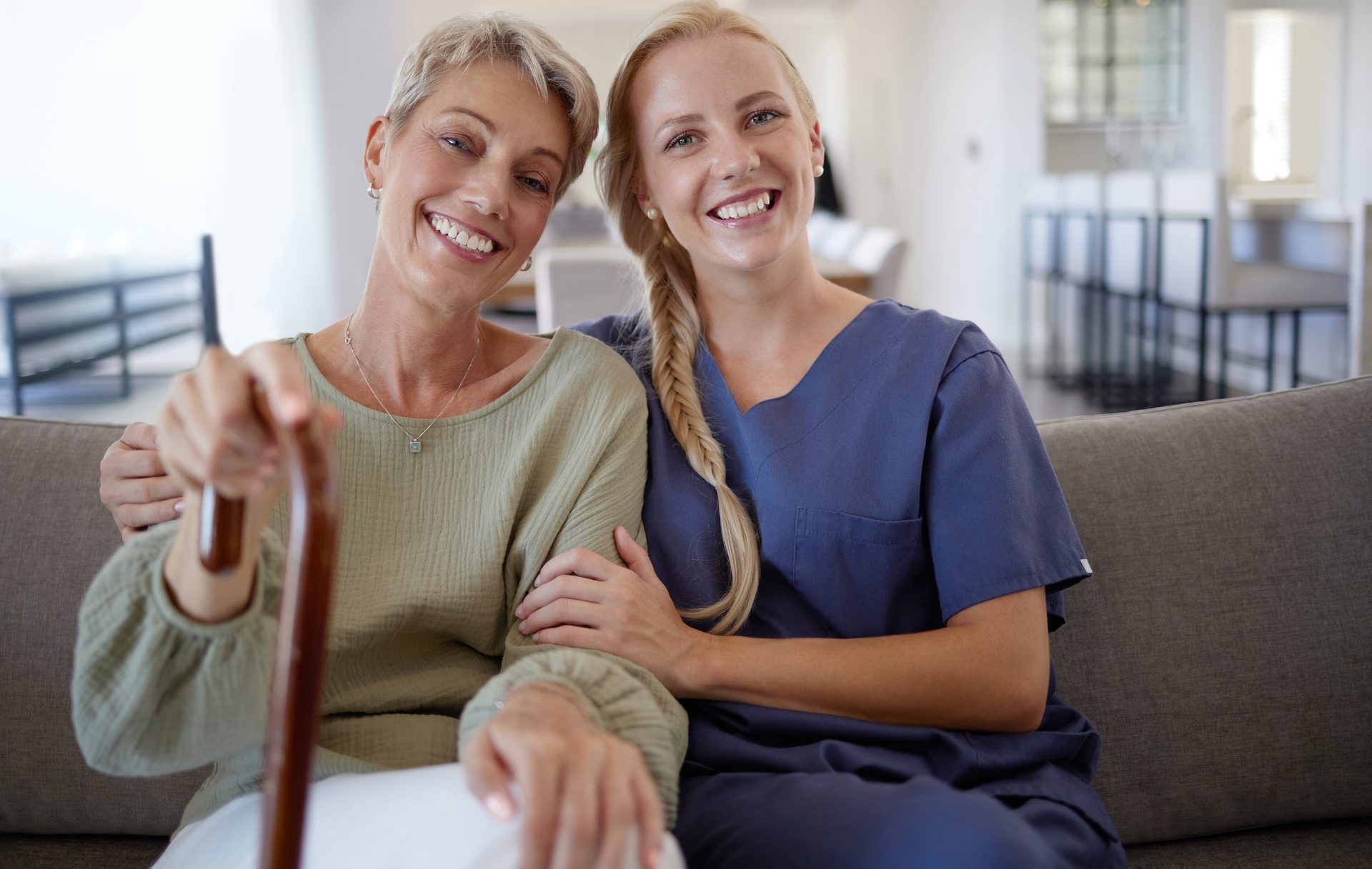 Family happy with senior companion care
