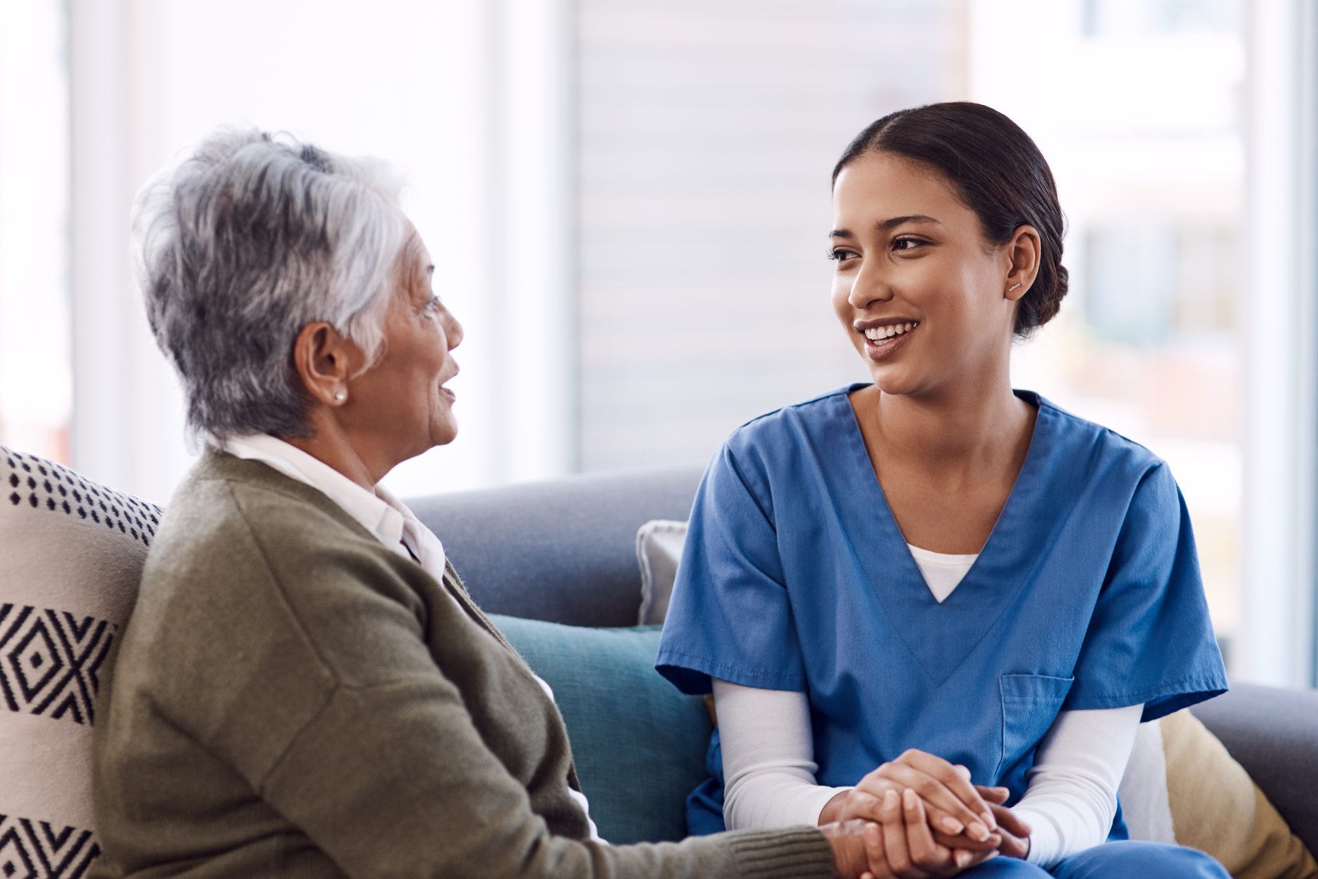 Companion with a senior at home